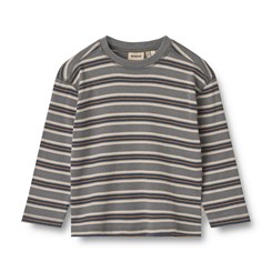 Wheat T-shirt Hans LS - Stormy blue stripe